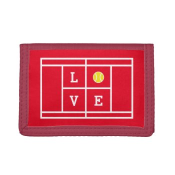Red Tennis Court Velcro Trifold Wallet by imagewear at Zazzle