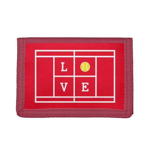 Red tennis court velcro trifold wallet (Front)