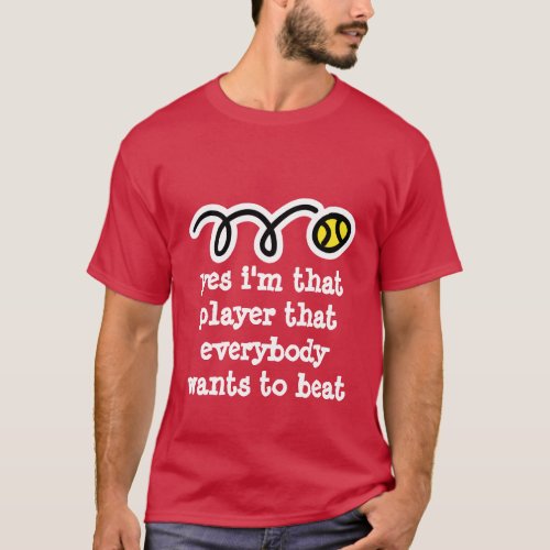 Red tennis t shirt with funny quote