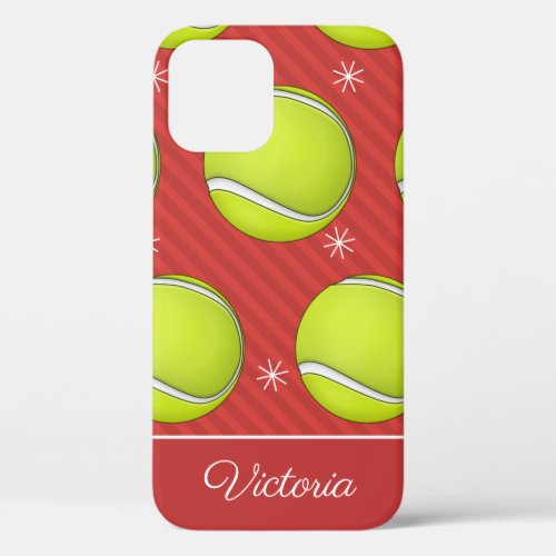 Red Tennis Xmas Balls  Snowflakes Girls Name Cute iPhone 12 Case