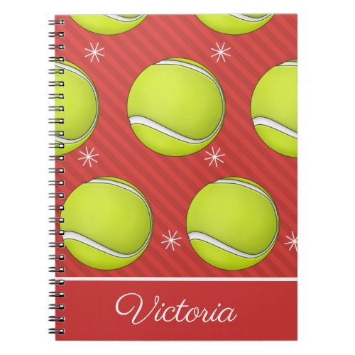 Red Tennis Xmas Balls  Snowflakes Girls Name Cute Notebook