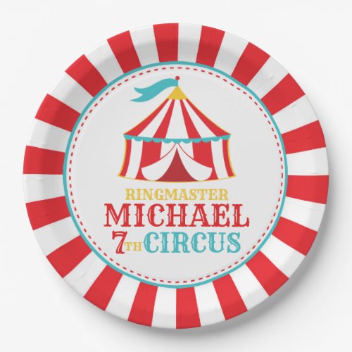 Red Tent Circus Carnival Birthday Party Plates