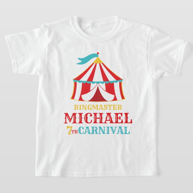 Red Tent Circus Carnival Birthday Shirt (Laydown)