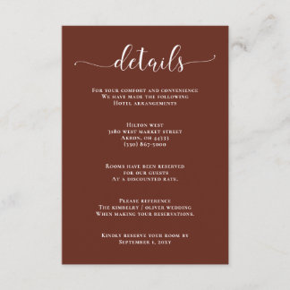 Red Terracotta Rustic Burnt Clay Earthy Wedding En Enclosure Card