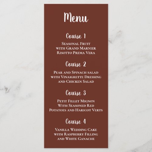 Red Terracotta Rustic Burnt Clay Earthy Wedding Menu