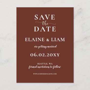 Red Terracotta Rustic Burnt Clay Save The Date Announcement Postcard