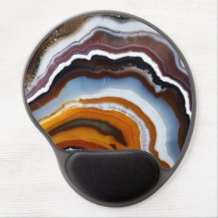 Red Terracotta White Black Blue Gold Agate Geode Gel Mouse Pad