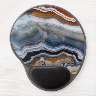 Red Terracotta White Black Blue Gold Agate Geode Gel Mouse Pad