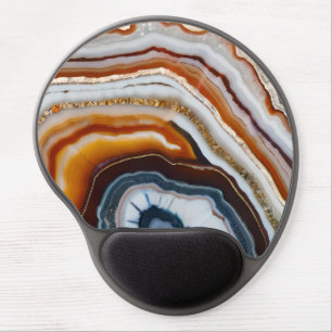 Red Terracotta White Black Blue Gold Agate Geode Gel Mouse Pad
