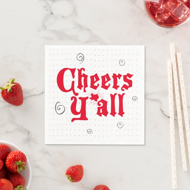 Red Texas Cheers Y'all Napkins (Insitu)