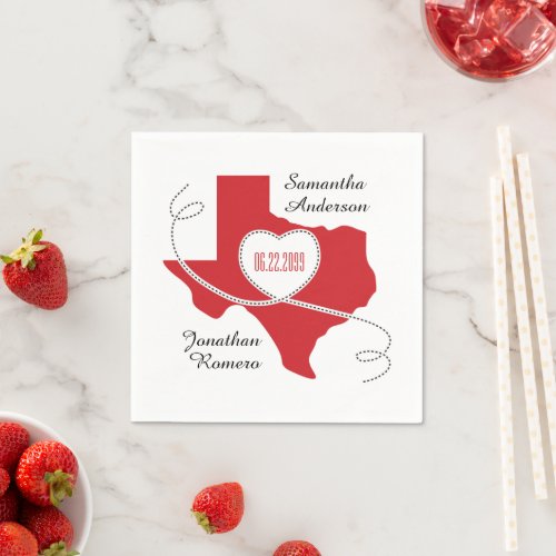 Red Texas Curling Ribbon Wedding Date Napkins