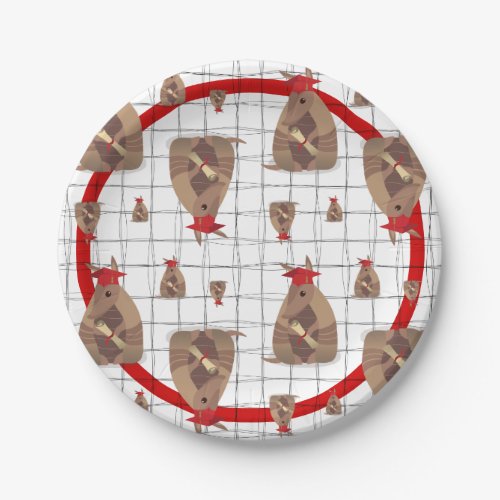 Red Texas Graduate Armadillo Paper Plates