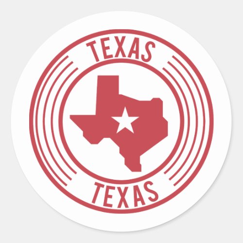 Red Texas Map White Star in Circle Classic Round Sticker