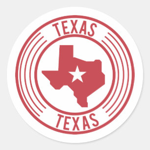 Red Texas Map White Star in Circle Classic Round Sticker