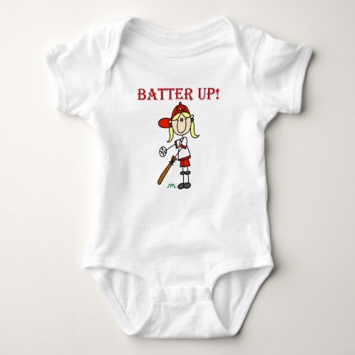 Red Text Batter Up Girls Softball Shirts and Gifts