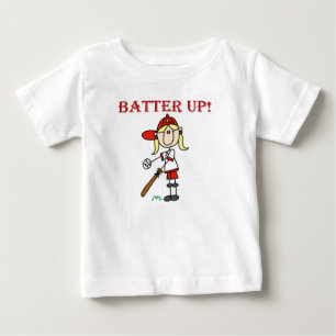 Red Text Batter Up Girls Softball Shirts and Gifts