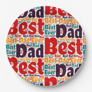 Red Text Best Dad Ever Paper Plates