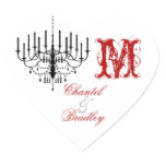 Red Text Black Chandelier Monogram Custom Stickers
