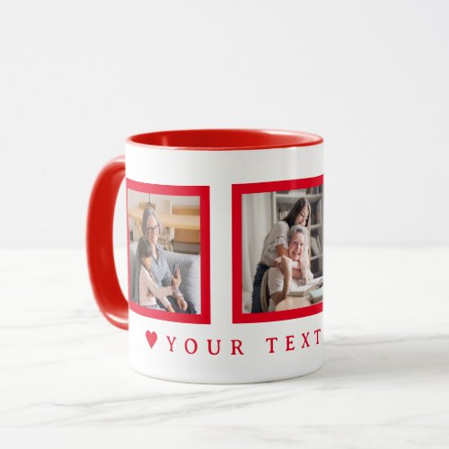 Red Text Custom  Photo Grandma birthday Mug
