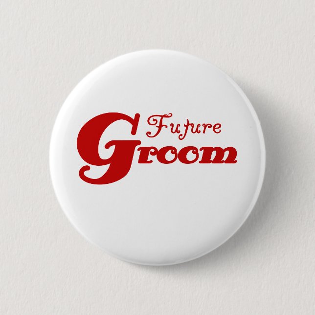 Red Text Future Groom Button (Front)