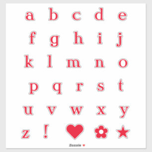 Red Text Letters   Monogram Alphabet Stickers