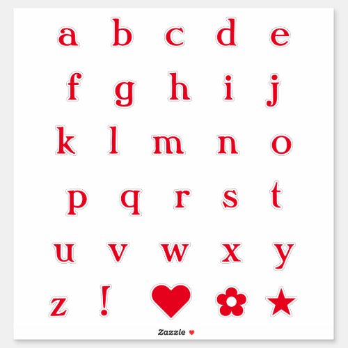 Red Text Letters  Monogram Alphabet Stickers