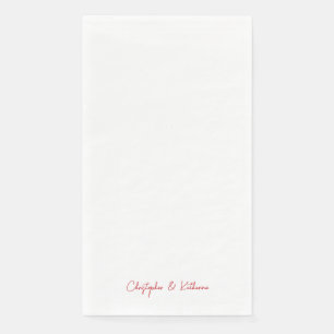 Red Text Simple Wedding or Holiday Paper Guest Towels