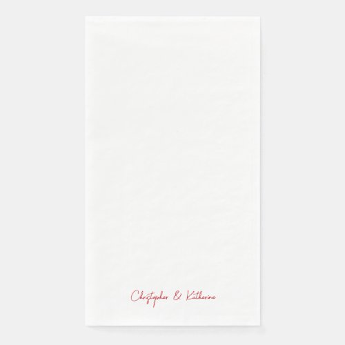 Red Text Simple Wedding or Holiday Paper Guest Towels