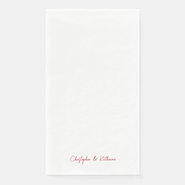 Red Text Simple Wedding or Holiday Paper Guest Towels (Front)