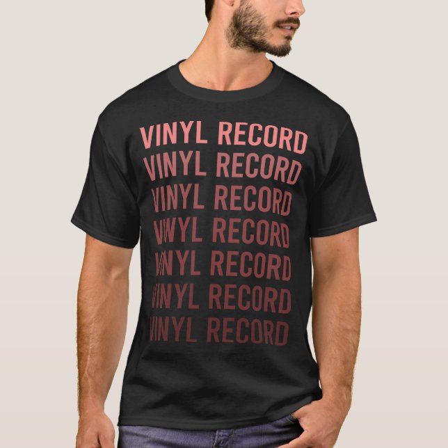 Red Text Vinyl Record Records T-Shirt (Front)