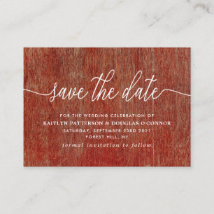 Red Textile Save The Date Enclosure Card