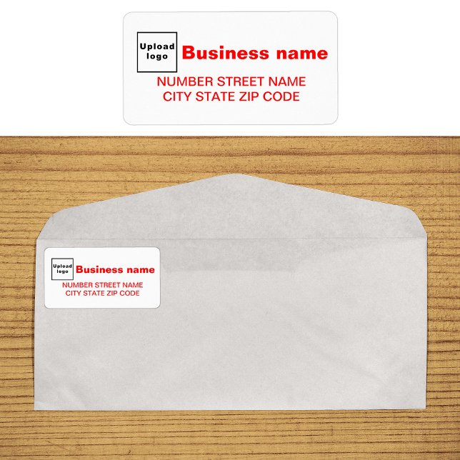 Red Texts Business Address Label (Business address label in red text)