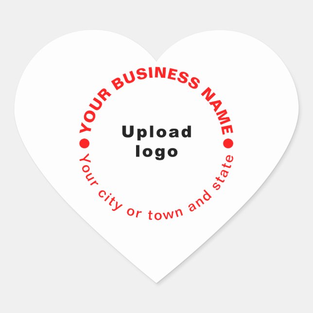 Red Texts Business Brand on Heart Shape Sticker (Front)