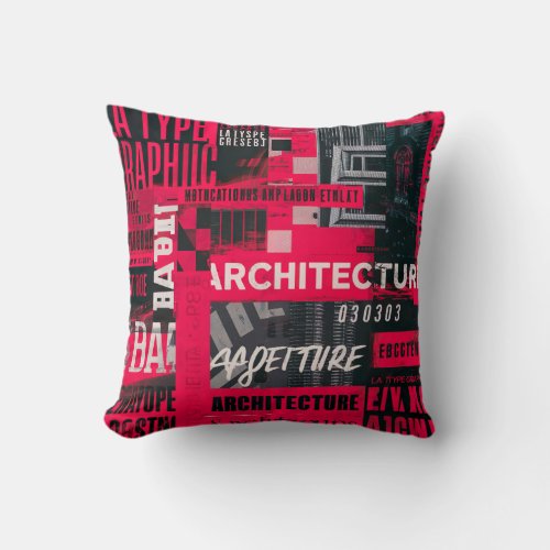 Red Textual Graphics Urban Vibe Throw Pillow