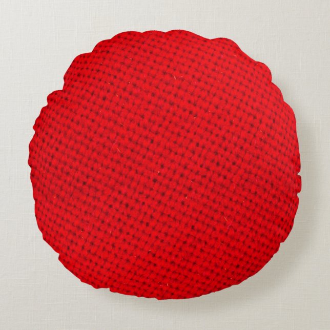 red texture fabric round pillow (Front)
