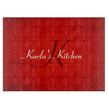 Red Texture Personalized Cutting Board by karlajkitty at Zazzle