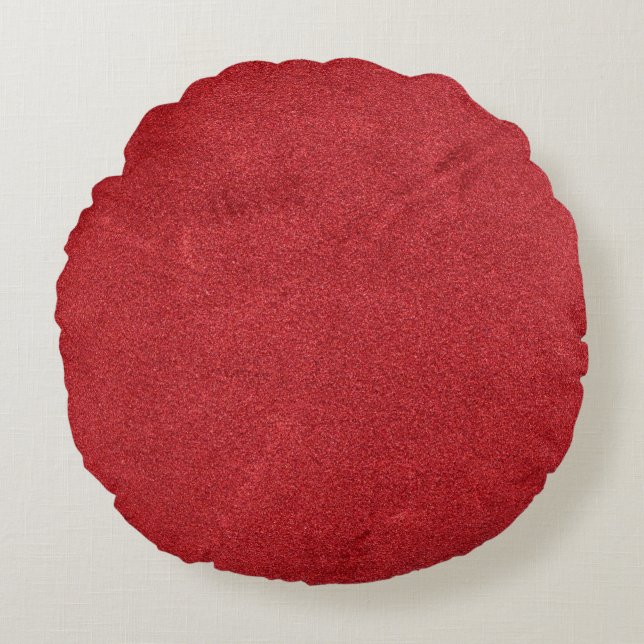Red texture velvet colour modern round pillow (Front)