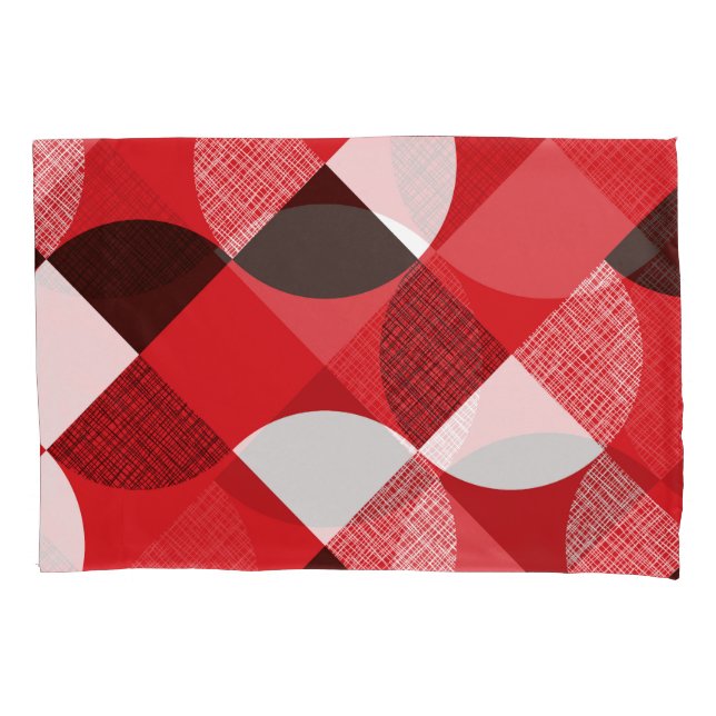 Red Textured Diagonal Dynamic Pattern Pillow Case (Front)