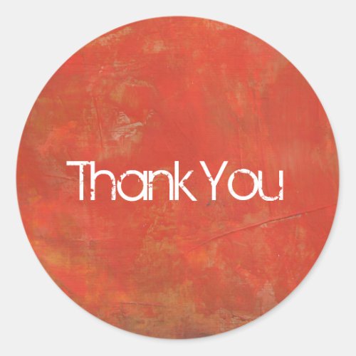 Red Textured Grunge Abstract Background Thank You Classic Round Sticker