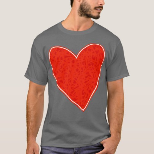 Red Textured Heart T_Shirt