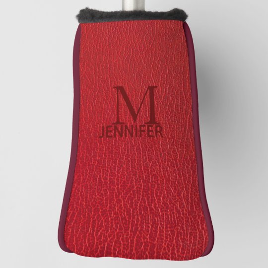 Red Textured Leather Monogram Personalized Name Golf Head Cover - Personalized Leather Golf Headcovers Red Textured Leather Monogram Personalized Name Golf Head Cover - Personalized Leather Golf Headcovers