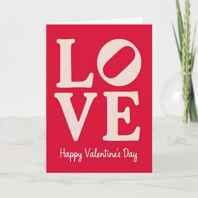 Red Textured Love Valentines Day Card (Front)