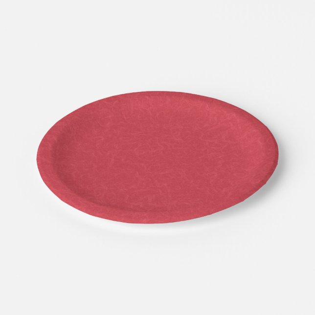 Red textured surface with subtle swirling pattern paper plates (Angled)