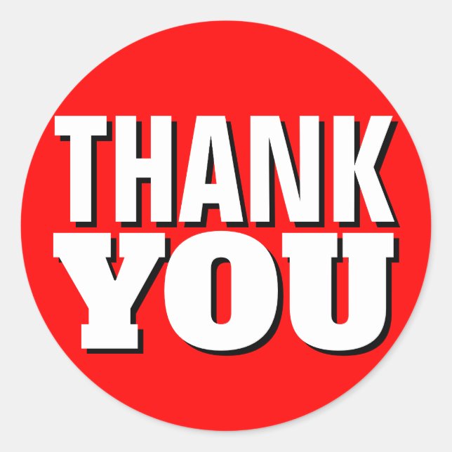 Red Thank You Classic Round Sticker (Front)