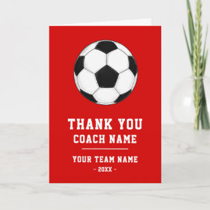 Red Thank you Coach Card Team Name Photo