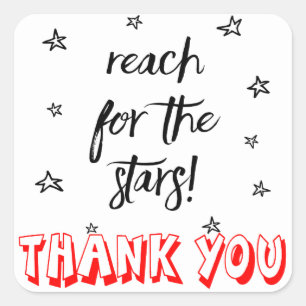 Red Thank You Dreams Quote Black Wedding Stars Square Sticker
