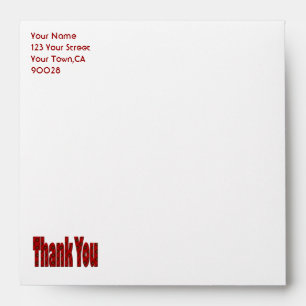 red thank you envelope