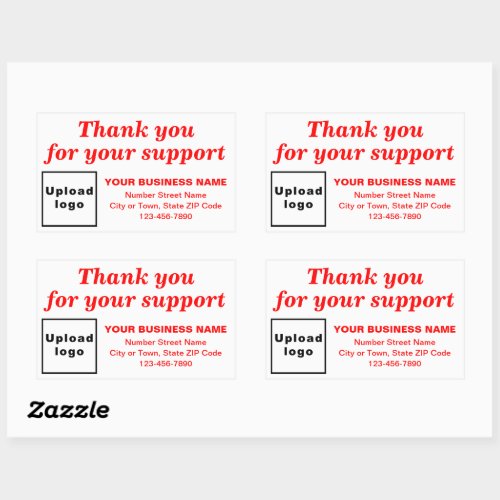 Red Thank You For Your Support on White Rectangular Sticker