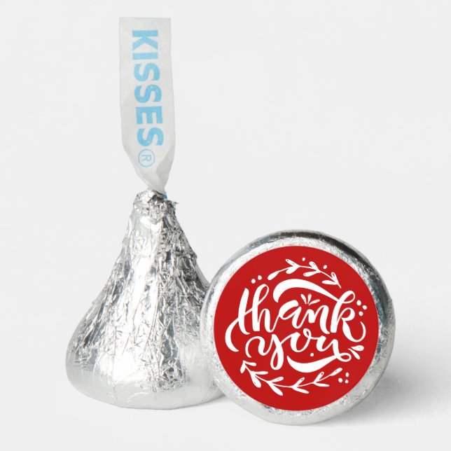 Red Thank You Hand Lettering Wreath Wedding Hershey®'s Kisses® (Front)