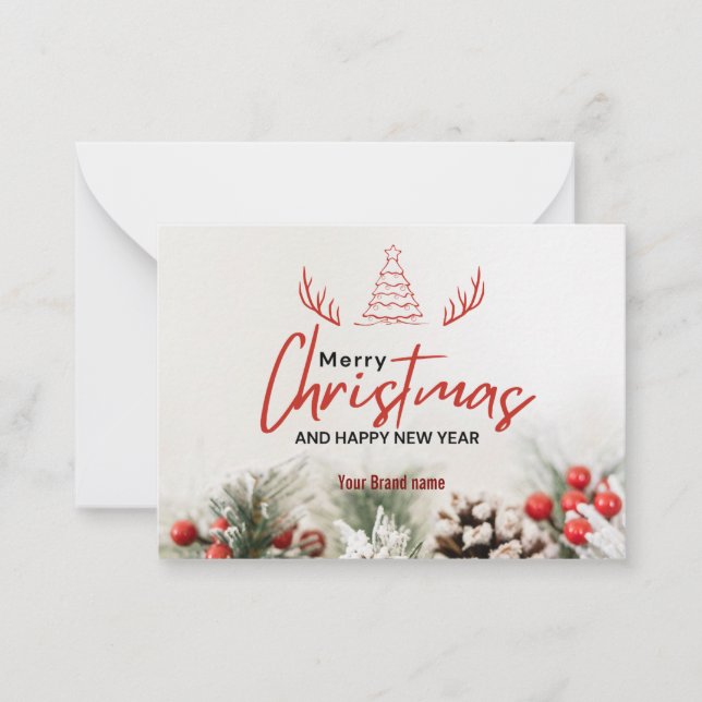 Red Thank you Holiday bulk business card (Front)